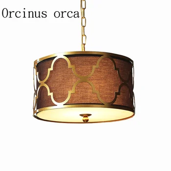 American style iron golden chandelier Nordic modern simple black fabric pendant living room restaurant bedroom round Chandelier
American style iron golden chandelier Nordic modern simple black fabric pendant living room restaurant bedroom round Chandelier