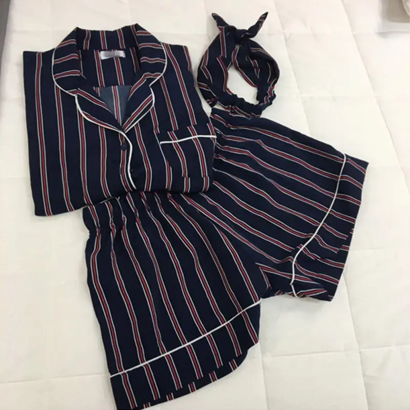 ROPALIA Women's Summer Pajamas New Fashion Turn-down Sleepwear Collar 2 Piece Set Shirt + Striped Shorts Casual Pajama Set
ROPALIA Women's Summer Pajamas New Fashion Turn-down Sleepwear Collar 2 Piece Set Shirt + Striped Shorts Casual Pajama Set
