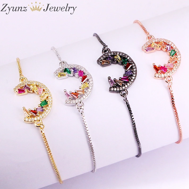 10PCS, Rainbow CZ Bracelets Crescent Moon Shape Bracelet Adjustable Chain Multi Charm Micro Cubic Zirconia For Women Jewelry
10PCS, Rainbow CZ Bracelets Crescent Moon Shape Bracelet Adjustable Chain Multi Charm Micro Cubic Zirconia For Women Jewelry