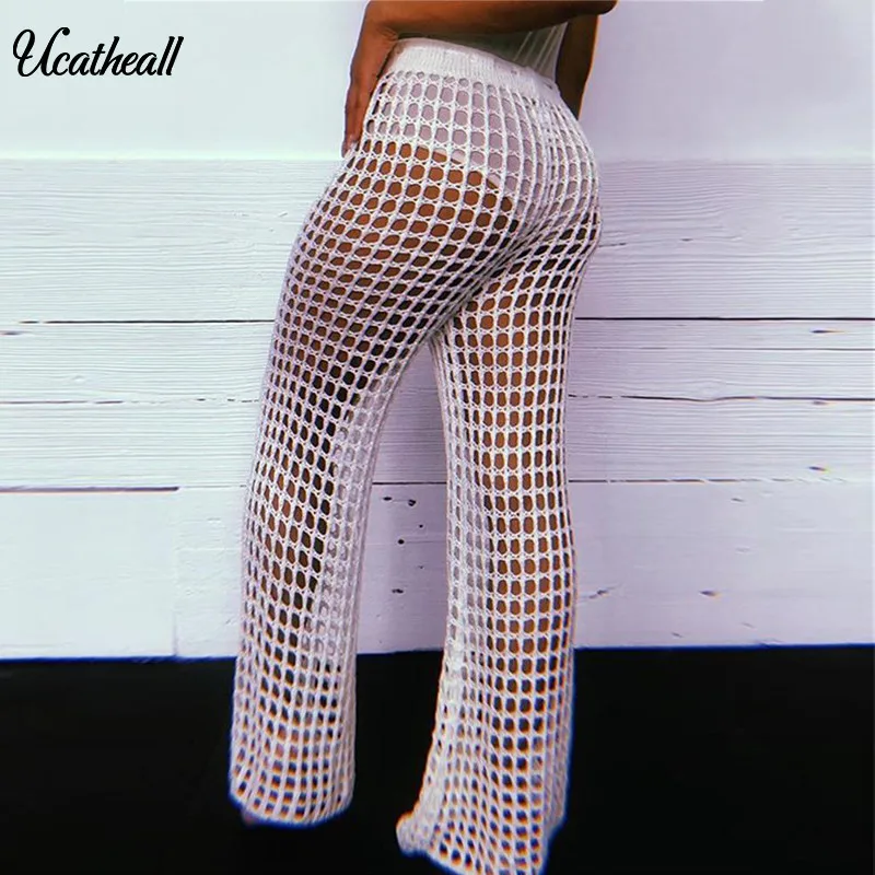 Crochet Pants Women High Waist Pants Loose Cotton Hollow Out Net Design Trousers Drawstring New Summer Women Knitted Pants
Crochet Pants Women High Waist Pants Loose Cotton Hollow Out Net Design Trousers Drawstring New Summer Women Knitted Pants