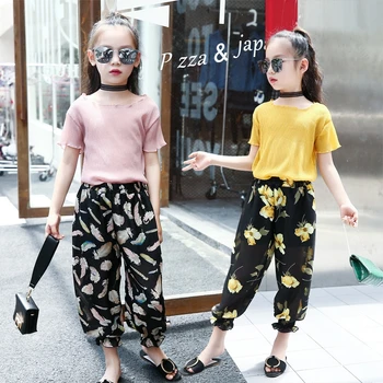 Girls Sets Chiffon Children Clothes Girls Suits Summer Kids Tops Fashion T-shirts Tees+Flowers Print Pants Foot Cropped Trousers 
Girls Sets Chiffon Children Clothes Girls Suits Summer Kids Tops Fashion T-shirts Tees+Flowers Print Pants Foot Cropped Trousers