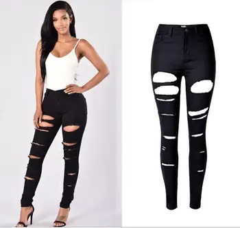 Womens Sexy black Denim Stretch Jeans Destroy Skinny Leg Ripped Distressed Pants High Waisted Boyfriend Jeans
Womens Sexy black Denim Stretch Jeans Destroy Skinny Leg Ripped Distressed Pants High Waisted Boyfriend Jeans
