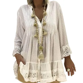 Plus Size XL/XXL/XXXL/4XL/5XL Spring Summer Women Blouses Shirt Bohemian Casual Style Loose V Neck Long Shirt Lace Solid Shirt
Plus Size XL/XXL/XXXL/4XL/5XL Spring Summer Women Blouses Shirt Bohemian Casual Style Loose V Neck Long Shirt Lace Solid Shirt