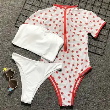 Sexy Mesh Three Piece Swimwear Women Sheer Bandeau Swimsuit See Through Mesh Biquini Zipper Bathing Suit Women Swimming Suit
Sexy Mesh Three Piece Swimwear Women Sheer Bandeau Swimsuit See Through Mesh Biquini Zipper Bathing Suit Women Swimming Suit