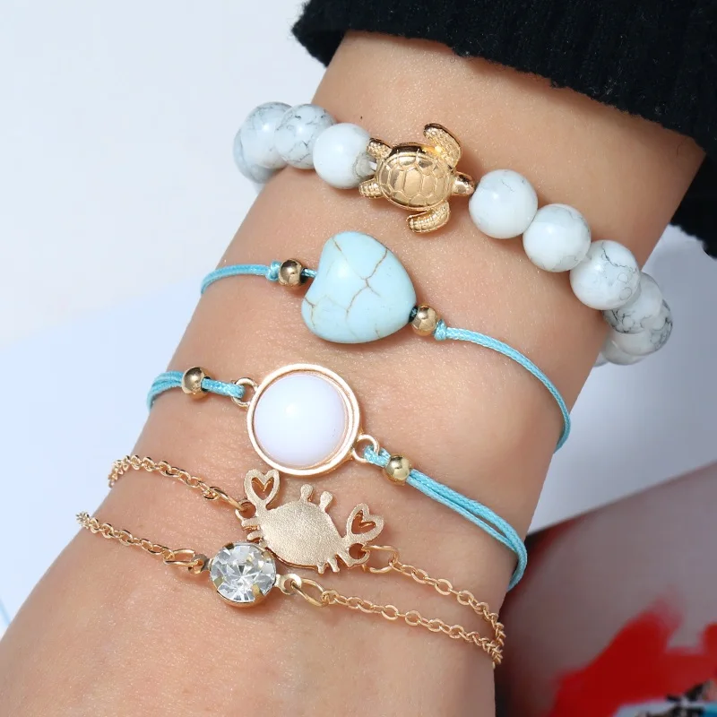 2019 New 5pcs/set Vintage Fashion Women Turtle Crab Bracelet Charm Crystal Stone Heart Bead Bracelets Ladies Party Jewelry
2019 New 5pcs/set Vintage Fashion Women Turtle Crab Bracelet Charm Crystal Stone Heart Bead Bracelets Ladies Party Jewelry