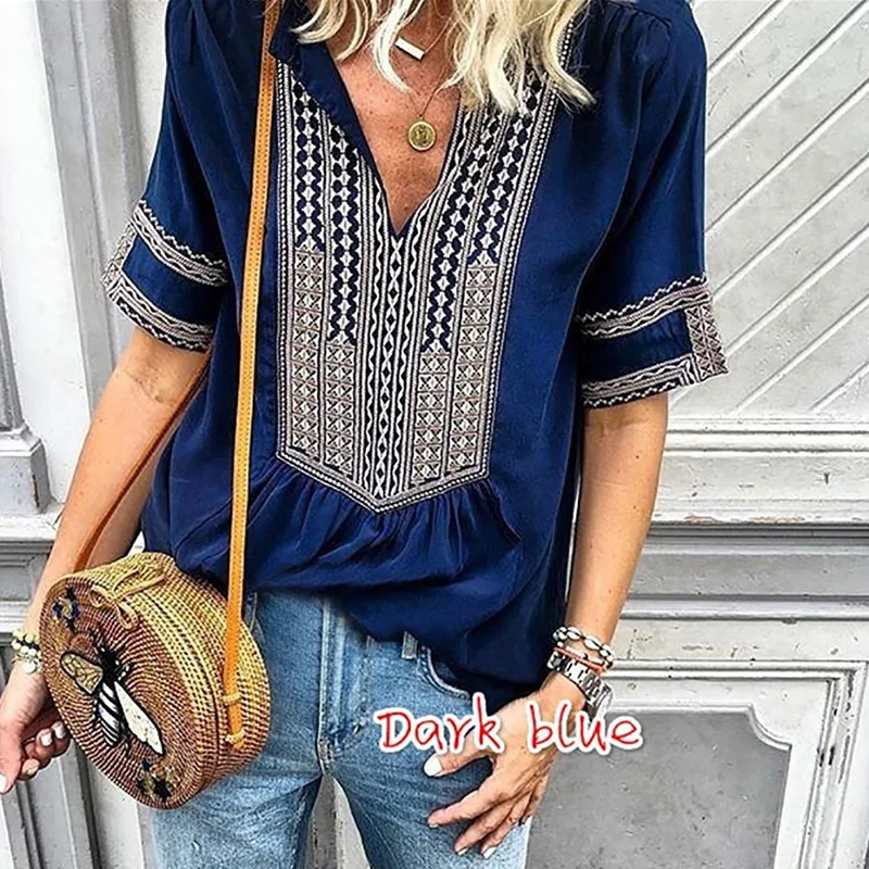 Fashion Top Tee T Shirt Women Bohemian Loose and Comfortable Tshirt Haut Femme Casual Camiseta Feminina Summer V-Neck Clothes
Fashion Top Tee T Shirt Women Bohemian Loose and Comfortable Tshirt Haut Femme Casual Camiseta Feminina Summer V-Neck Clothes