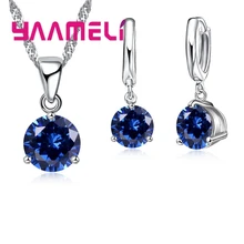 Promotions!!Canndy couleurs 925 en argent Sterling mariage élégant bijoux ensembles CZ cristal pendentif collier boucles d'oreilles(China)