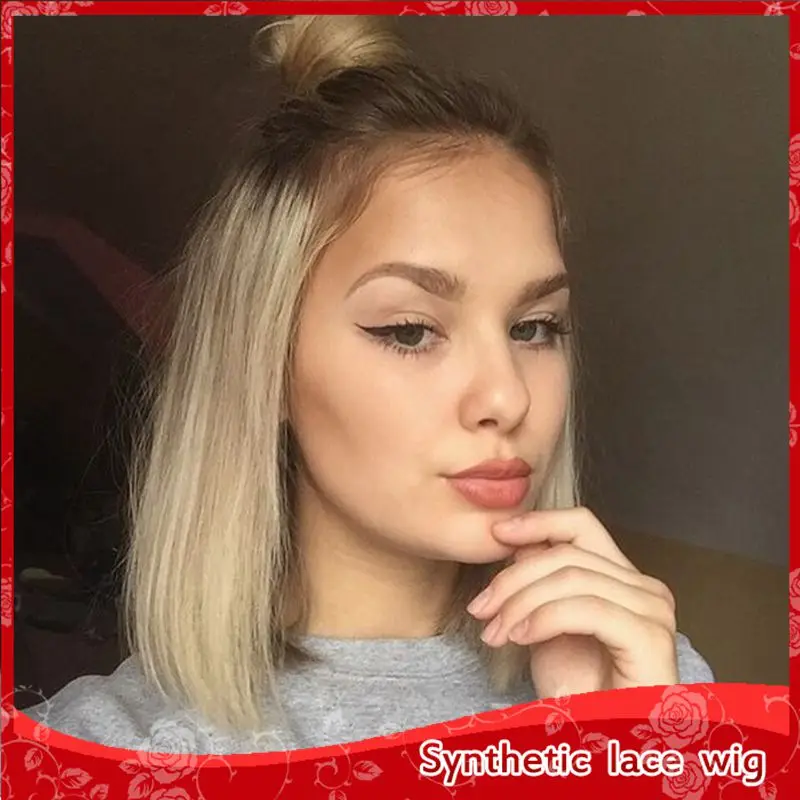 Free shipping 2 tones 1/613# short bob straight hair glueless synthetic Lace Front Wig ombre Blond cosplay wigs for black women Free shipping 2 tones 1/613# short bob straight hair glueless synthetic Lace Front Wig ombre Blond cosplay wigs for black women<br><br>Aliexpress