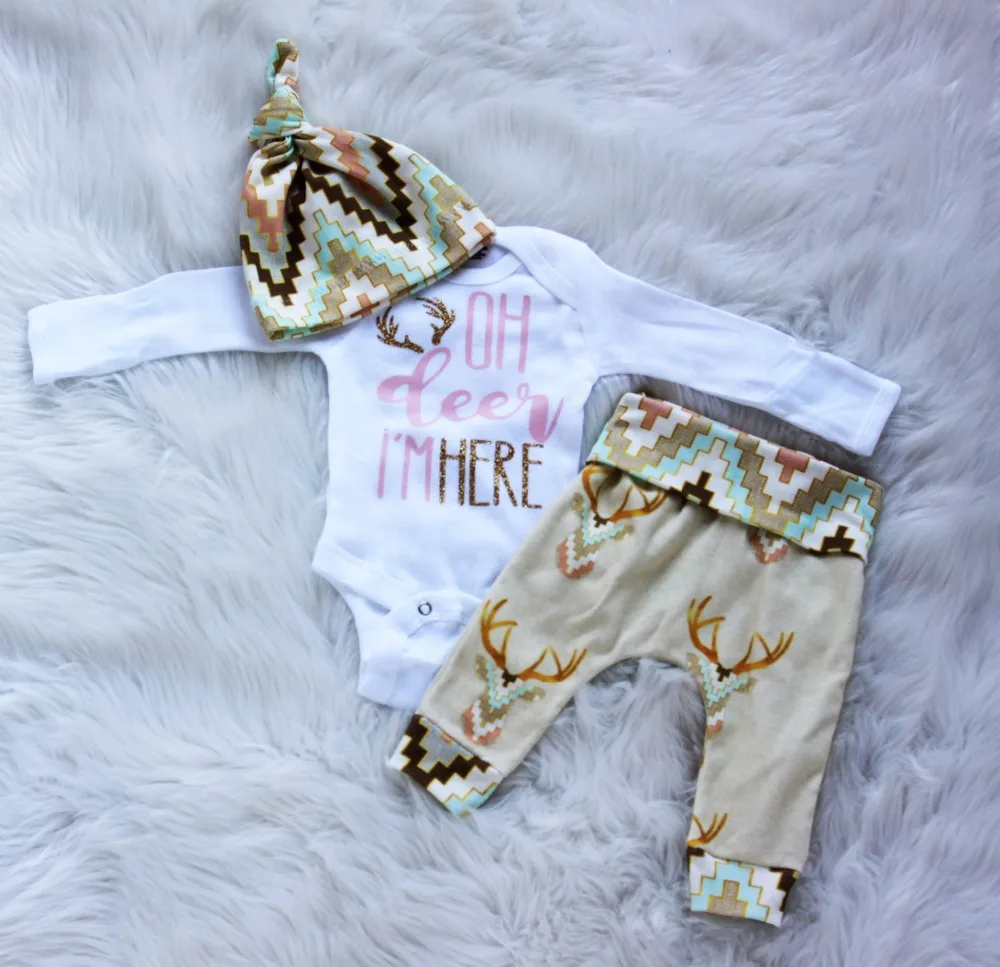 2017 Newborn Casual Autumn Winter Oh Im Here Letter Reindeer Print Baby Sets Hat+Long Sleeve Bodysuit+Long Pants Infant Sets New
2017 Newborn Casual Autumn Winter Oh Im Here Letter Reindeer Print Baby Sets Hat+Long Sleeve Bodysuit+Long Pants Infant Sets New