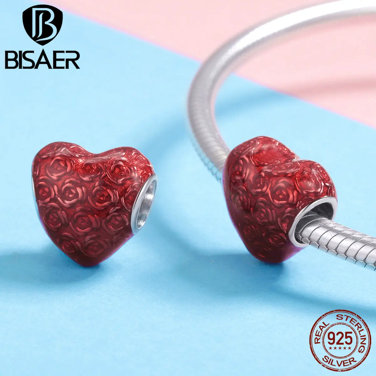 BISAER Hot Sale 925 Sterling Silver Red Rose's Heart Beads Jewelry Cham Fit Charms Making For Valentine Gift HSC1064
BISAER Hot Sale 925 Sterling Silver Red Rose's Heart Beads Jewelry Cham Fit Charms Making For Valentine Gift HSC1064