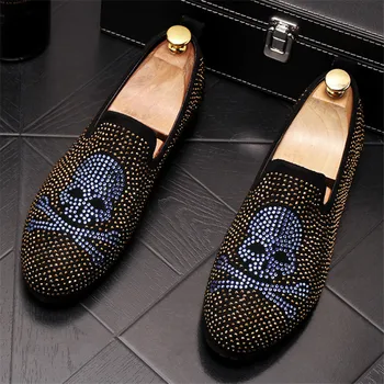 Luxury Brand skull Men loafers Black Diamond Rhinestones Spikes men shoes Rivets Casual Flats sneakers wholesale Dropshipping
Luxury Brand skull Men loafers Black Diamond Rhinestones Spikes men shoes Rivets Casual Flats sneakers wholesale Dropshipping
