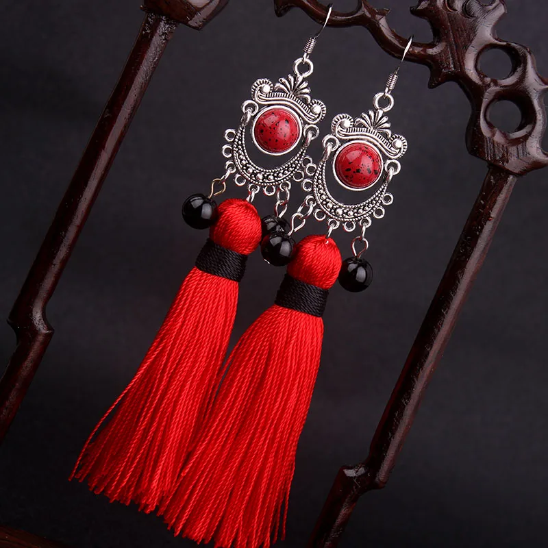 Big star traditional Miao silver Fringes tassel dangle earrings red , New Chinese wind Ethnic earrings jewelry red
Big star traditional Miao silver Fringes tassel dangle earrings red , New Chinese wind Ethnic earrings jewelry red