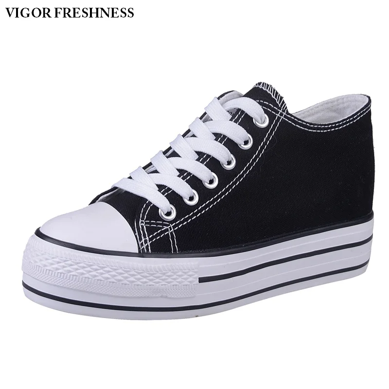 

VIGOR FRESHNESS Women'S Shoes Canvas Vulcanize Shoes Women Sneakers Casual Platform Shoes Canvas Spring Autumn Lady Walking W113