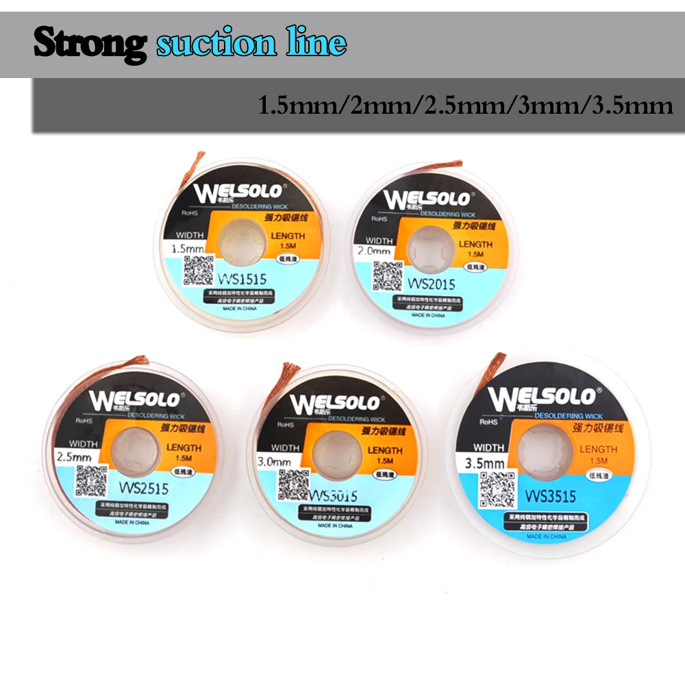 1.5 / 2 / 2.5 / 3 / 3.5 mm 1.5 m / 5 ft wide solder core remover desoldered braided solder remover suction cup flux core cable
1.5 / 2 / 2.5 / 3 / 3.5 mm 1.5 m / 5 ft wide solder core remover desoldered braided solder remover suction cup flux core cable