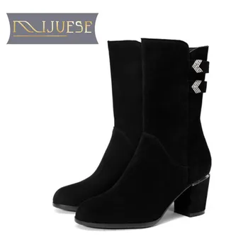 MLJUESE 2019 women Mid-calf boots cow suede Rome style winter warm thick heel high heels women boots big size 33-43
MLJUESE 2019 women Mid-calf boots cow suede Rome style winter warm thick heel high heels women boots big size 33-43