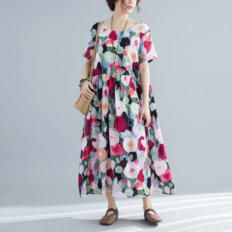 Johnature New Style Cotton Floral Korean Version Of Fashion Loose Casual Women Dress 2019 Summer short-sleeved Women Dress
Johnature New Style Cotton Floral Korean Version Of Fashion Loose Casual Women Dress 2019 Summer short-sleeved Women Dress