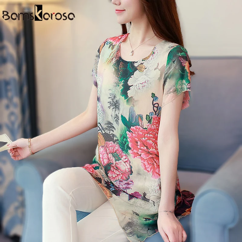 2019 Long Summer Chiffon Blouse Women Vintage Big Size Flower Print Shirt Women Casual Tunic Ladies Tops Plus Size Clothing 4XL
2019 Long Summer Chiffon Blouse Women Vintage Big Size Flower Print Shirt Women Casual Tunic Ladies Tops Plus Size Clothing 4XL