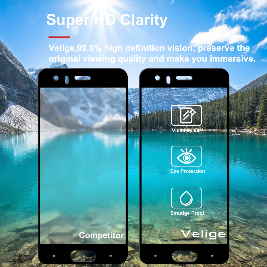 Velige 2.5D Full Cover Tempered Glass for Huawei Honor 9 Honor9 Screen Protector HD Clarity 9H Glass Protective Film (6)