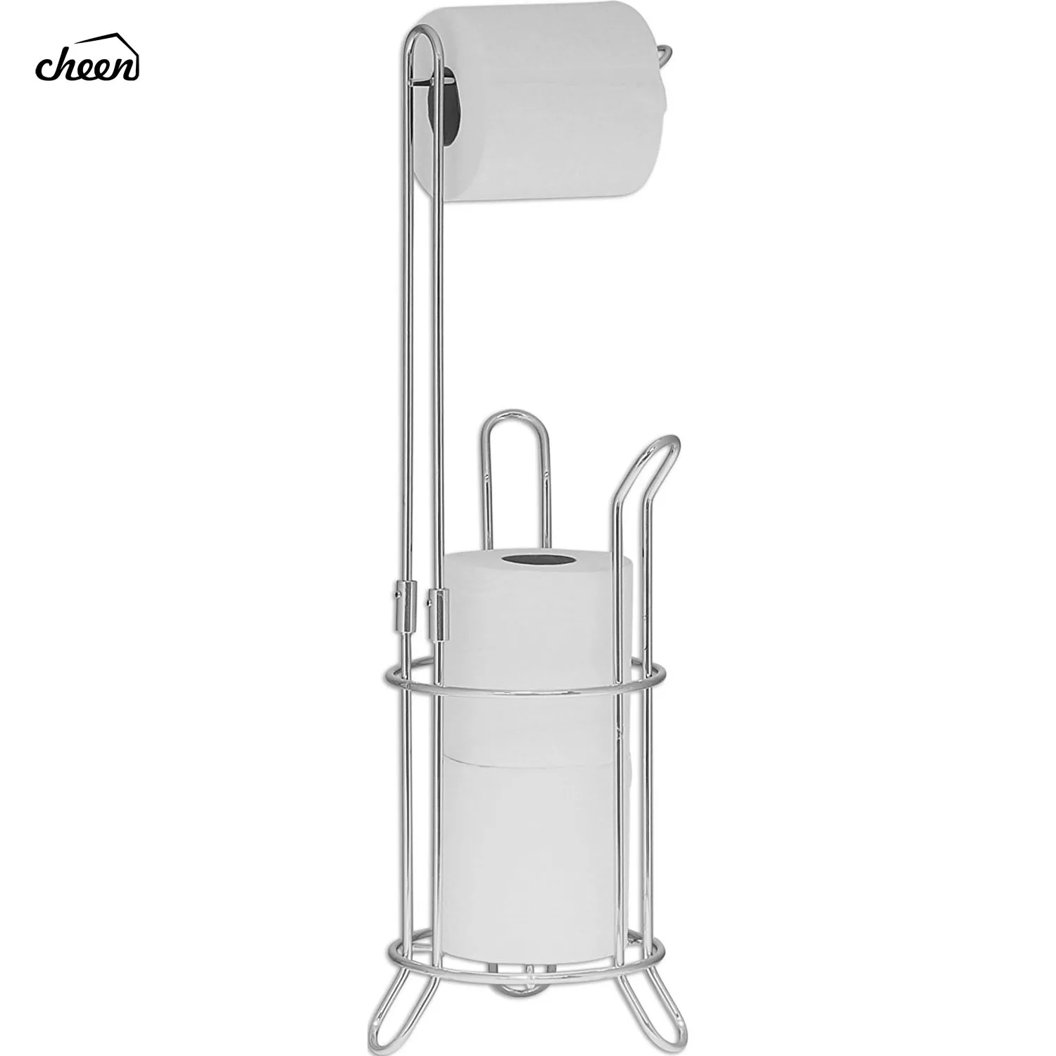Practical Bathroom Accessory for Toilet or Guest Bathroom Chrome iDesign Toilet Roll Holder Free Standing Compact Metal Toilet Roll Storage for 4 Paper Rolls
