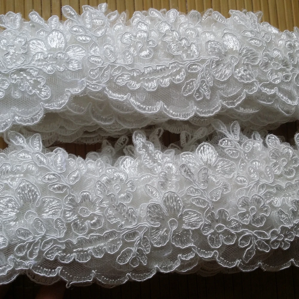 5CM delicate scallop edged tulle mesh lace trim embroidered ivory lace trimming with cording good for bridal veil and dress
5CM delicate scallop edged tulle mesh lace trim embroidered ivory lace trimming with cording good for bridal veil and dress