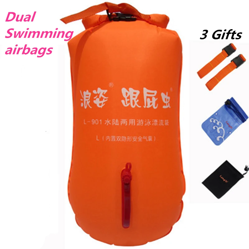 Image Inflatable Stooge Swim Dual Airbags Bags Floating Drifting Buoy Child Adult Lock Catch Safe Easy Learning Study Swimming Ring