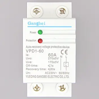 VPD1-60A 230V Din rail automatic recovery reconnect over voltage and under voltage protective device protector protection relay
VPD1-60A 230V Din rail automatic recovery reconnect over voltage and under voltage protective device protector protection relay