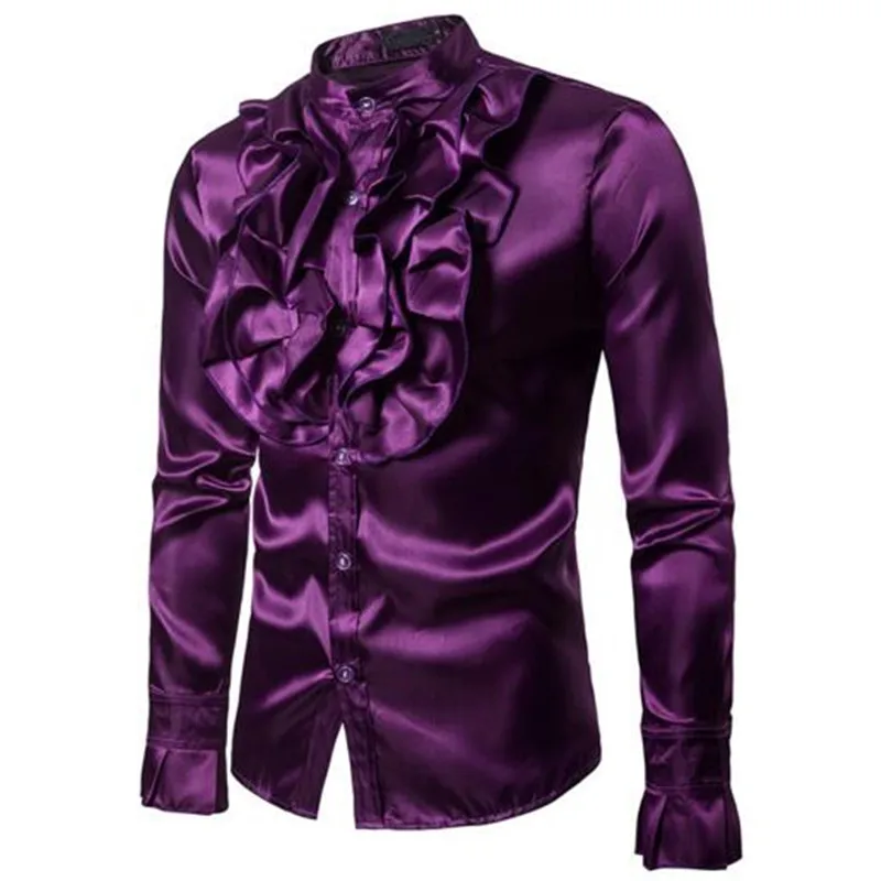 new Fashion stand collar long sleeve men's casual shirt Ruffled retro elegant men's wedding dress Men's slim banquet stage shirt
new Fashion stand collar long sleeve men's casual shirt Ruffled retro elegant men's wedding dress Men's slim banquet stage shirt