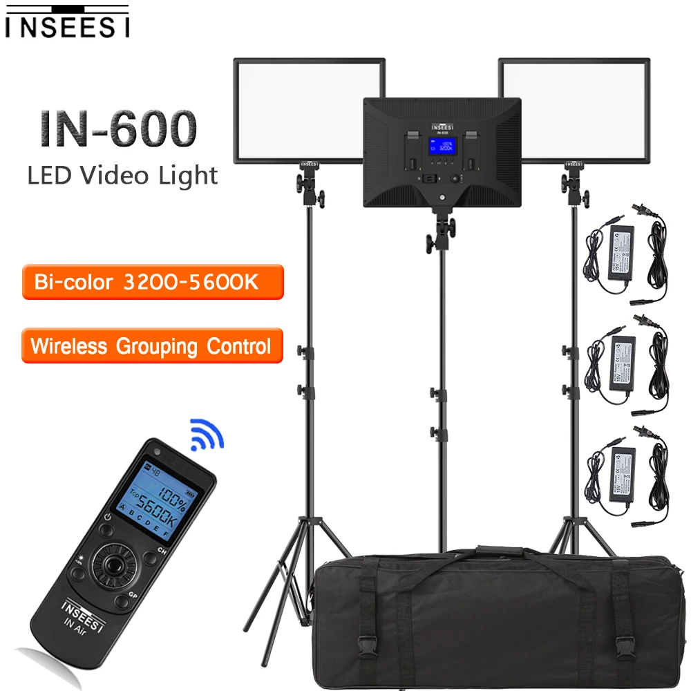 INSEESI IN-600 Portable Dimmable 260 LED Video Light 3 in 1 Kit 3200-5600k Photo light for DSLR Camera Camcorder youtube Video
INSEESI IN-600 Portable Dimmable 260 LED Video Light 3 in 1 Kit 3200-5600k Photo light for DSLR Camera Camcorder youtube Video