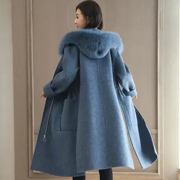 plus size Fashion Women Long Woolen Coat Slim Zippers Women's Jacket Pockets Fur Collar Blue wool blends Coat
plus size Fashion Women Long Woolen Coat Slim Zippers Women's Jacket Pockets Fur Collar Blue wool blends Coat
