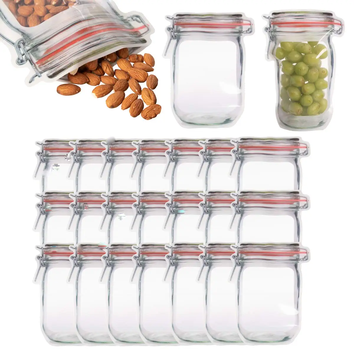 20pcs/set Reusable Plastic Food Snack Storage Bag Portable Mason Jar Zipper Bags Seal Food Saver Bags Sandwich Ziplock Bag
20pcs/set Reusable Plastic Food Snack Storage Bag Portable Mason Jar Zipper Bags Seal Food Saver Bags Sandwich Ziplock Bag