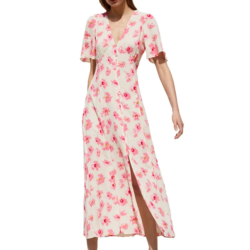 Casual dress short sleeve maxi dress v-neck summer dress pink women clothes 2019 printing women dress
Casual dress short sleeve maxi dress v-neck summer dress pink women clothes 2019 printing women dress