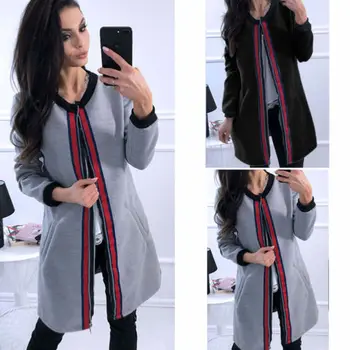Fashion Autumn Women Long Sleeve Zipper Outwear Coat Loose Round Neck Casual Long Jackets
Fashion Autumn Women Long Sleeve Zipper Outwear Coat Loose Round Neck Casual Long Jackets
