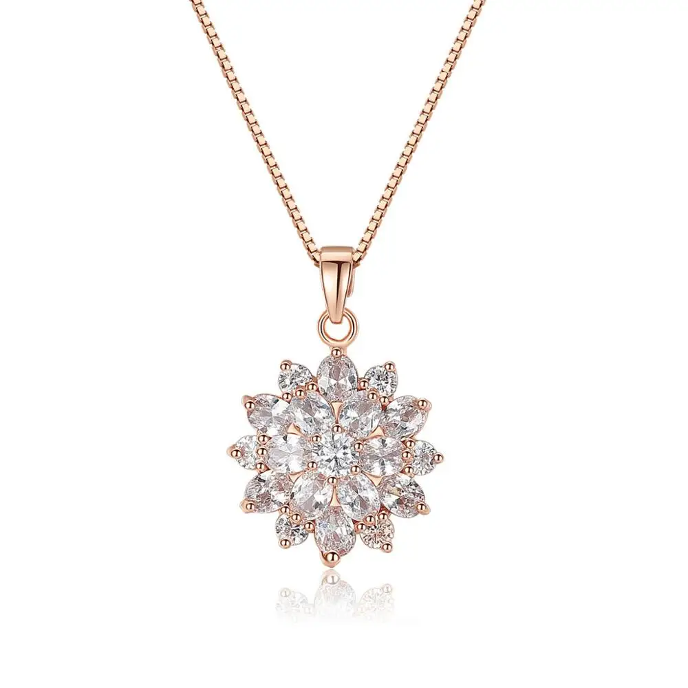 New Trendy Rose Gold Sunflower Pendant Necklace Crystal Cubic Zirconia Gold Box Chain Charm Necklace For Women Fashion Jewelry
New Trendy Rose Gold Sunflower Pendant Necklace Crystal Cubic Zirconia Gold Box Chain Charm Necklace For Women Fashion Jewelry