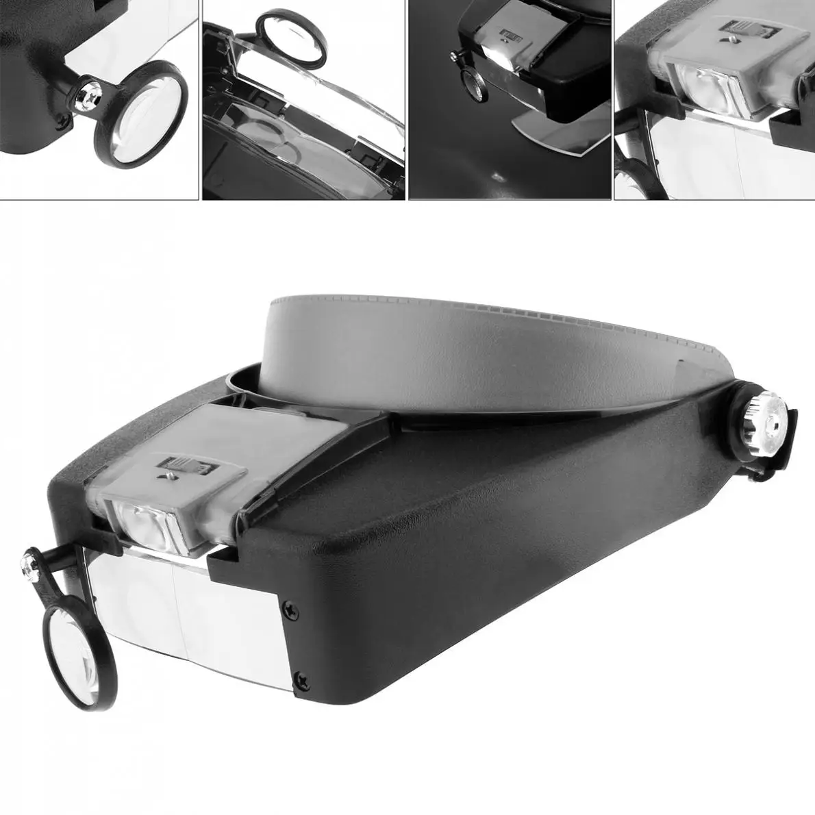 10X ABS Black+Gray Headband Magnifier Head Magnifying Glass Lens Loupe with LED Light and 3 Optical Lens for Jewel Repair
10X ABS Black+Gray Headband Magnifier Head Magnifying Glass Lens Loupe with LED Light and 3 Optical Lens for Jewel Repair
