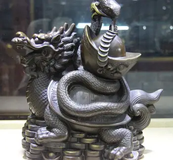 Feng Shui Evil Wealth Yuan Bao Snake Dragon Turtle Black tortoise Copper Statue
Feng Shui Evil Wealth Yuan Bao Snake Dragon Turtle Black tortoise Copper Statue
