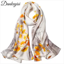 DANKEYISI 100% Natural Silk Scarf Mulheres Silk Wraps Xales e Hijabs Cachecóis Feminino Impresso Praia Cover up Senhoras Bandana 2019(China)