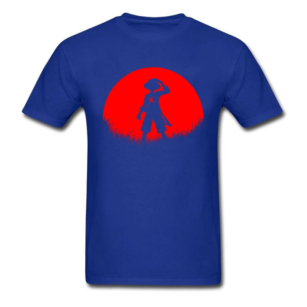 Street T-Shirt New Arrival Round Neck Red Moon Straw hat 100% Cotton Man Tops Shirts Classic Short Sleeve T Shirts Red Moon Straw hat blue