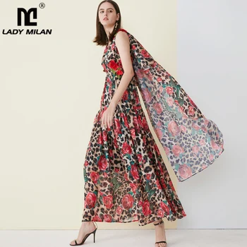 2019 Women's Runway Dresses Sexy V Neck Sleeveless Roses Leopard Printed Appliques Elegant Long Designer Casual Dresses
2019 Women's Runway Dresses Sexy V Neck Sleeveless Roses Leopard Printed Appliques Elegant Long Designer Casual Dresses