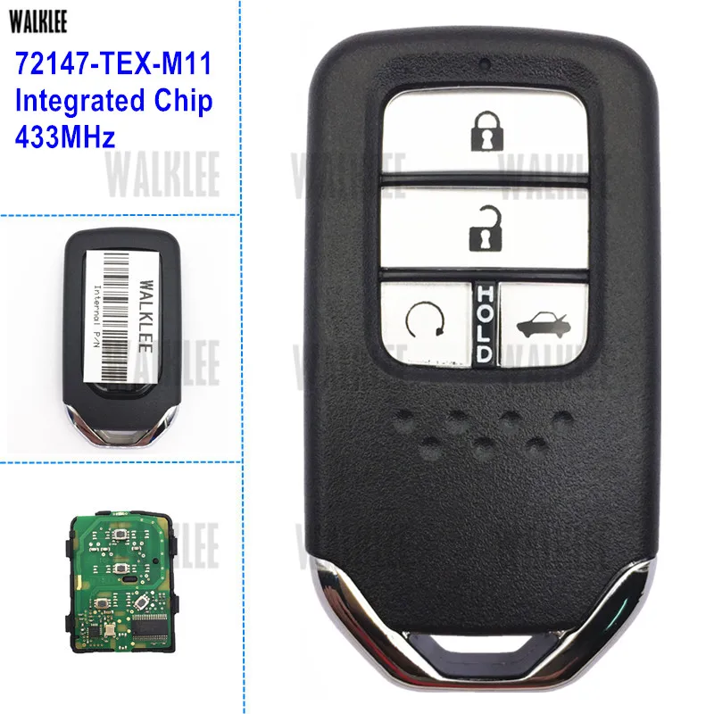 WALKLEE 4 Buttons Smart Remote Key Suit for Honda Civic 72147-TEX-M11 433MHz with Chip
WALKLEE 4 Buttons Smart Remote Key Suit for Honda Civic 72147-TEX-M11 433MHz with Chip