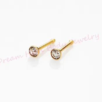 HENGKE Jewelry Gold Nose Stud Crystal Clear Gem 22G Rings Body Piercing jewelry Vacuum Platting Titanium Straight
HENGKE Jewelry Gold Nose Stud Crystal Clear Gem 22G Rings Body Piercing jewelry Vacuum Platting Titanium Straight