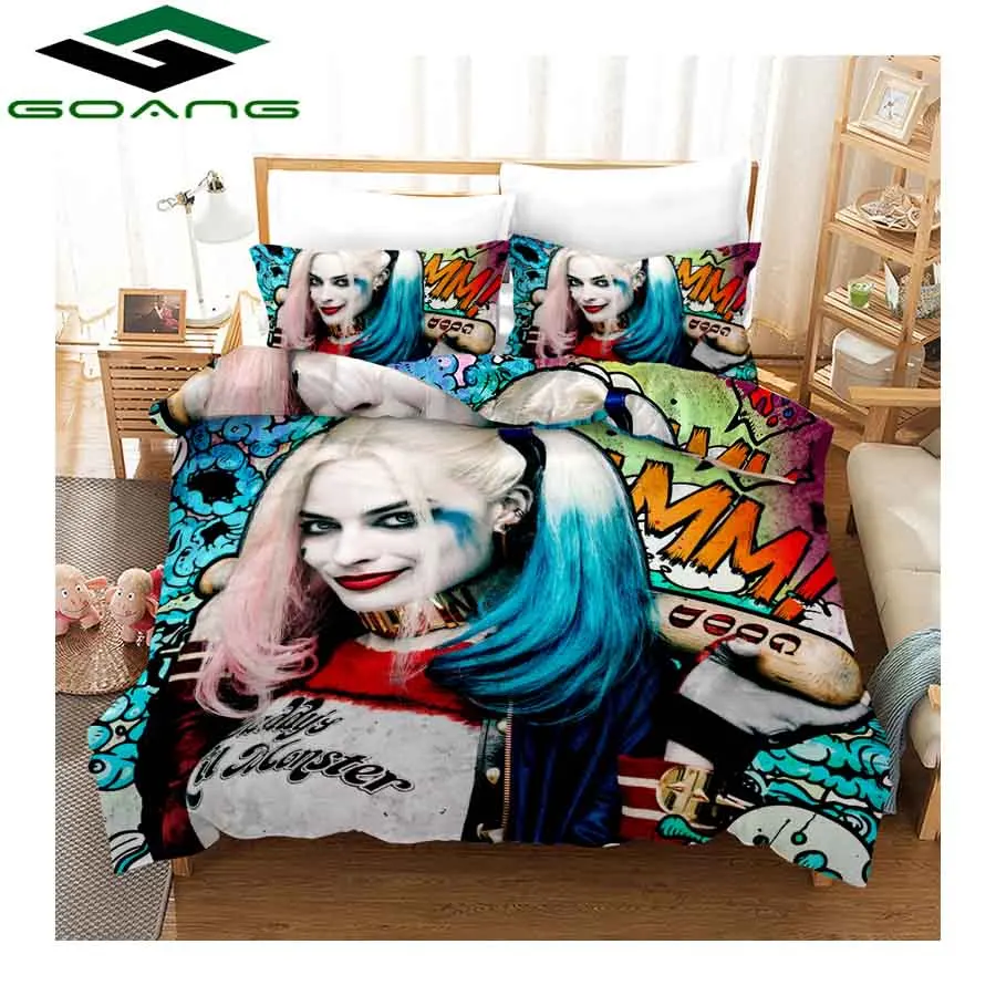GOANG bedding set 3d digital printing Harley Quinn bed sheet duvet cover pillow 3pcs queen bedding set Girl room decoration gift
GOANG bedding set 3d digital printing Harley Quinn bed sheet duvet cover pillow 3pcs queen bedding set Girl room decoration gift