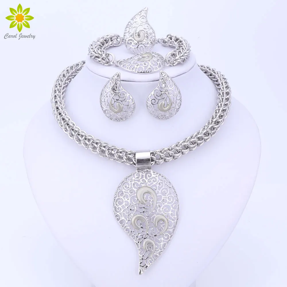 Bridal African Beads Jewelry Sets For Women Silver Color Crystal Necklace Earrings Bracelet Ring Accessories
Bridal African Beads Jewelry Sets For Women Silver Color Crystal Necklace Earrings Bracelet Ring Accessories