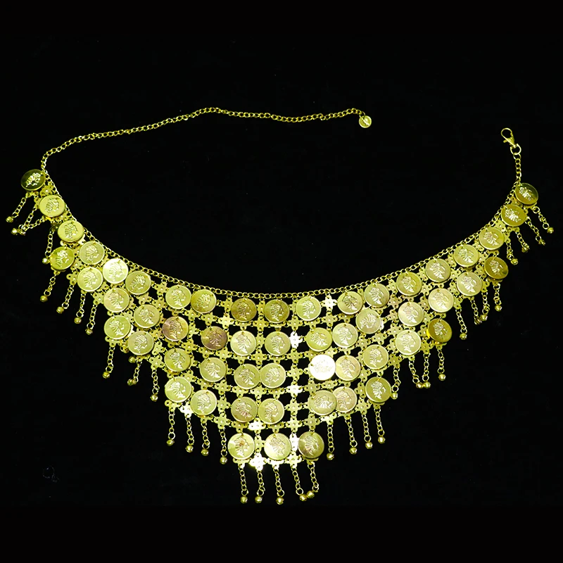 Gold and Silver Coins belly dance belly chain Waist Chain Ornament Oriental Dancing Metal Coin Hanging Bell 
Gold and Silver Coins belly dance belly chain Waist Chain Ornament Oriental Dancing Metal Coin Hanging Bell