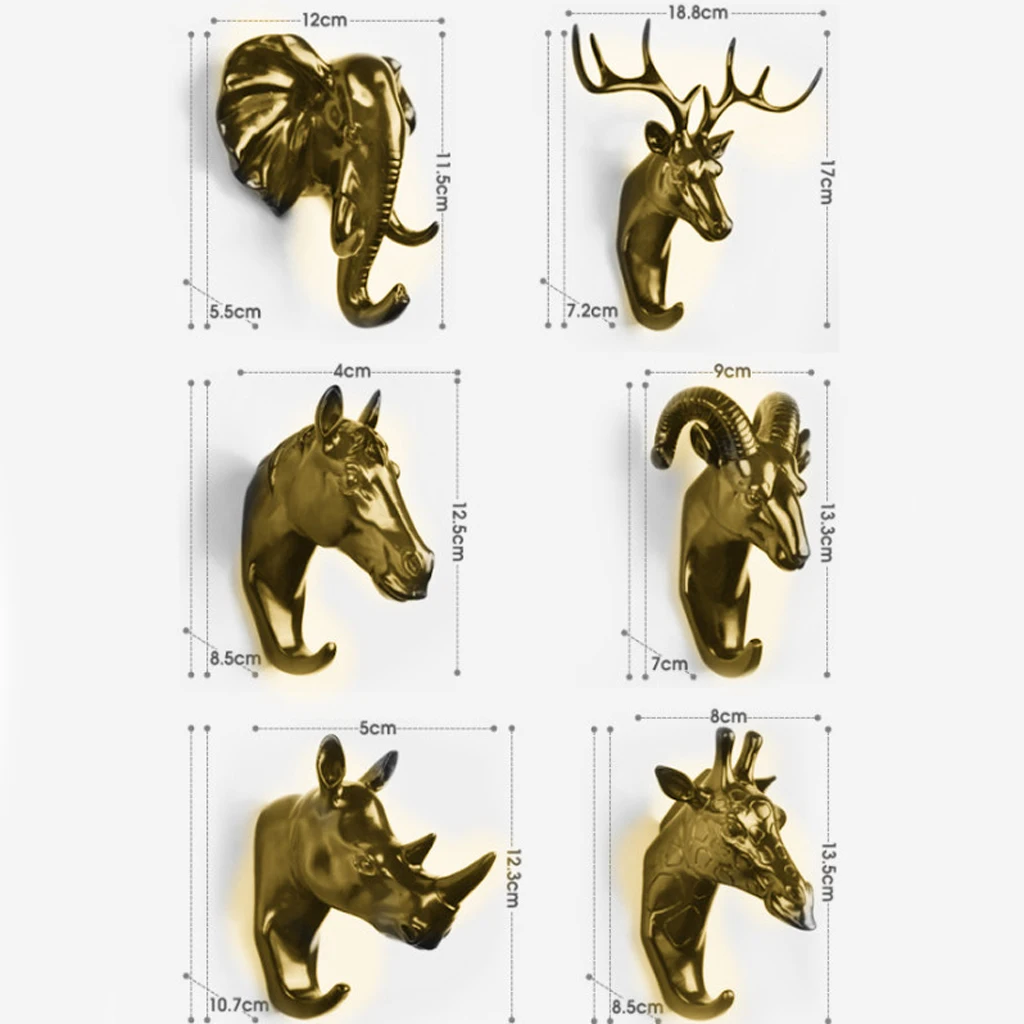 Resin Animal Head Hook Hanger Holder Wall Mounted Decor Gold #3 Deer Resin Animal Head Hook Hanger Holder Wall Mounted Decor Gold #3 Deer