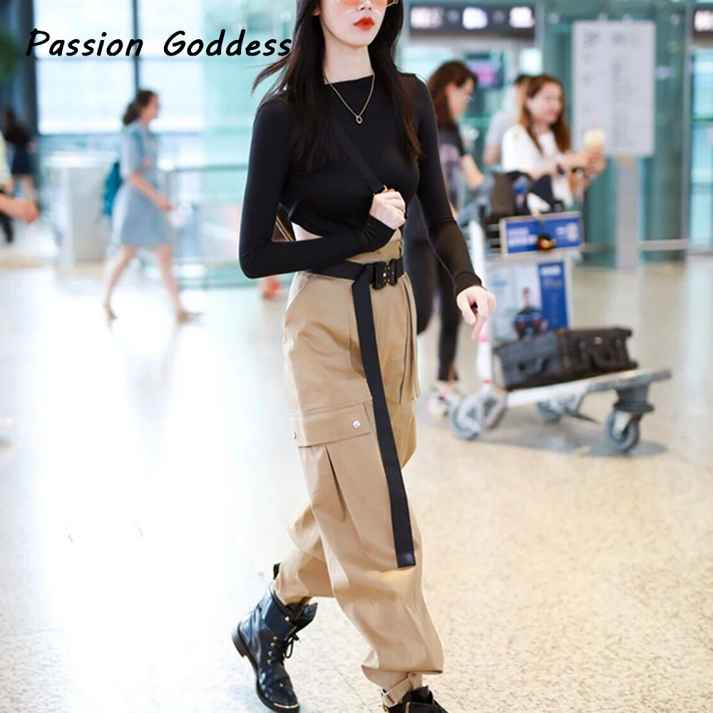 Cool Cargo Pants With Belt Slashes For Women Pockets Baggy Pants High Waist Dance Joggers Hiphop Pantalon Sweatpants Feminino
Cool Cargo Pants With Belt Slashes For Women Pockets Baggy Pants High Waist Dance Joggers Hiphop Pantalon Sweatpants Feminino