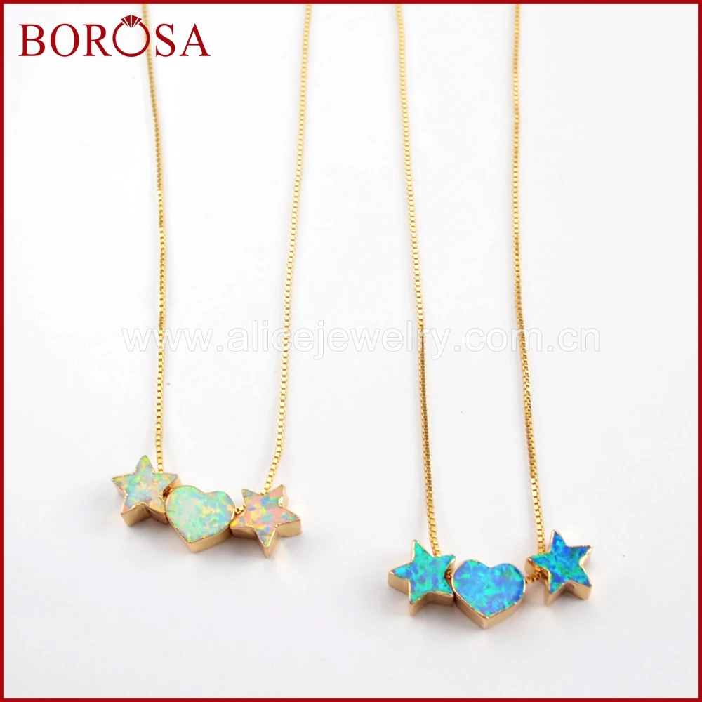 BOROSA 3 шт. модные ожерелья опал сердце и двойные звезды золотой цвет белый/синий японский опал бусы кулон ожерелье G1574
BOROSA 3 шт. модные ожерелья опал сердце и двойные звезды золотой цвет белый/синий японский опал бусы кулон ожерелье G1574