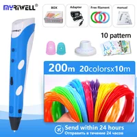myriwell 3d pen 3d Printer pen 1.75mm ABS/PLA 3d drawing pen + Free Filament +5template the Best Christmas / birthday gifts image
