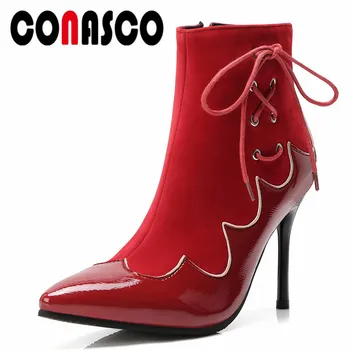 CONASCO Brand Newest Ankle Boots Women Pointed Toe Short Boots Zipper Ankle Boots Patchwork Wedding Party Shoes Woman Pumps
CONASCO Brand Newest Ankle Boots Women Pointed Toe Short Boots Zipper Ankle Boots Patchwork Wedding Party Shoes Woman Pumps