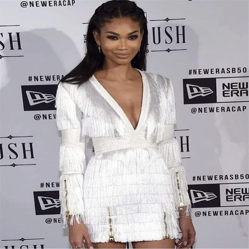 Linyi Dan 2019 New fashion Multicolor Celebrity Sexy Club Patchwork Deep V-neck Tassel bandage dress
Linyi Dan 2019 New fashion Multicolor Celebrity Sexy Club Patchwork Deep V-neck Tassel bandage dress