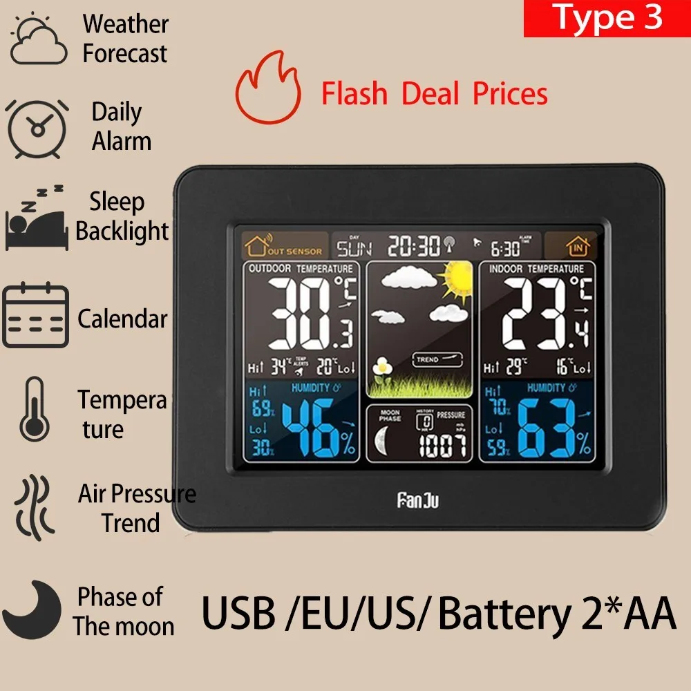 LCD Desk Clock Electronic Digital Temperature Humidity Monitor Clock Thermometer Hygrometer Weather Forecast Table Clock
LCD Desk Clock Electronic Digital Temperature Humidity Monitor Clock Thermometer Hygrometer Weather Forecast Table Clock